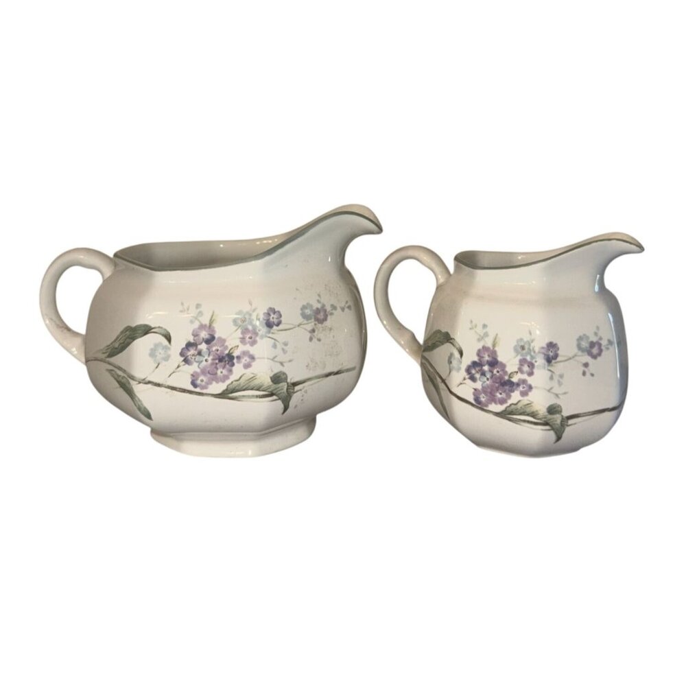 Mikasa Amsterdam Creamer & Sugar Bowl Set Floral Design